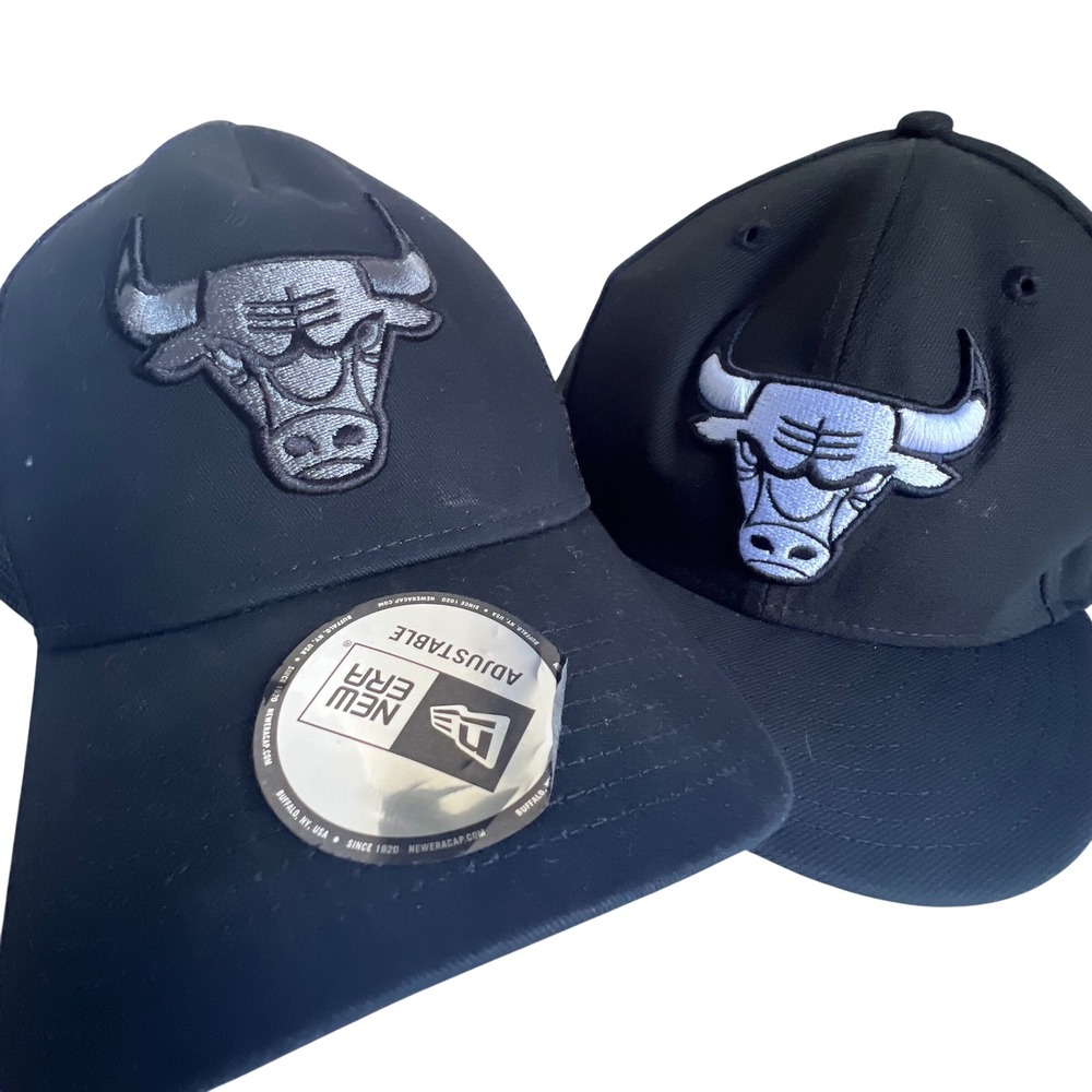 Lot 0f 2 New Era Chicago Bulls Hat Mens OSFM Black Snapback Caps‎ NBA